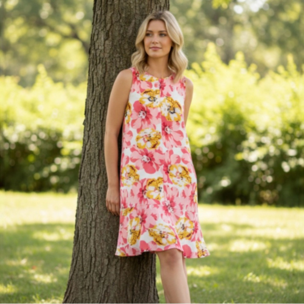 Floral Casual Sleeveless Shift Dress - Picture 8 of 9